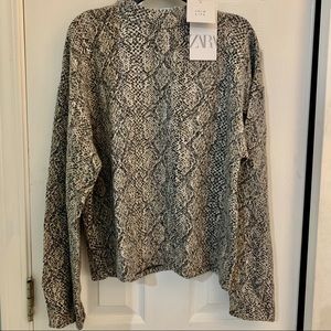 Zara Snake Print Knit Top NWT